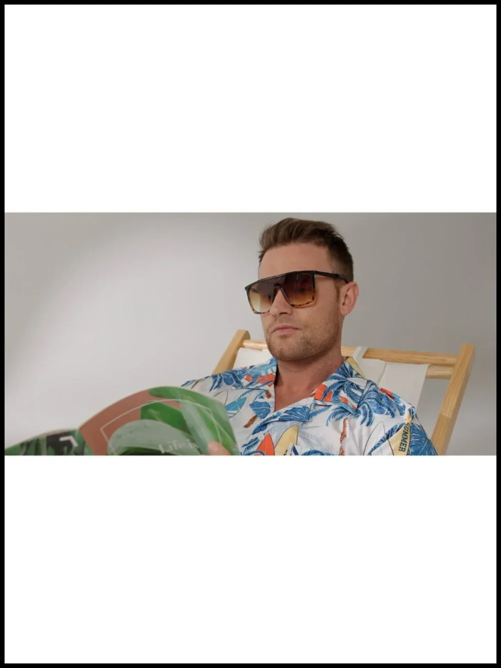 Oversized 70s Retro Flat Top Square Shield Sunglasses UV400